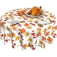 thumbnail image 1 of Fall Tablecloth, Autumn Maple Leaves Round Tablecloth 60 Inch, Thanksgiving Round Table Cloth for Rustic Farmhouse Kitchen Decor, Wipeable Polyester Fabric Table Cover for Outdoor Holiday Party, 1 of 6