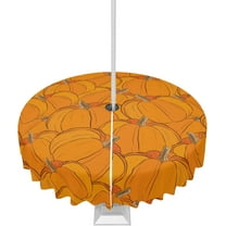 Fall Tablecloth Autumn Pumpkin Orange Round Outdoor Tablecloths 60 Inch, Waterproof Patio Table Cloths with Umbrella Hole and Zipper, Harvest Table Cover for Outdoor Tables Picnic Holiday Thanksigving