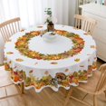 thumbnail image 1 of Fall Tablecloth, Autumn Turkey Maple Leaves Pumpkin Table Cloth Waterproof, Fall Thanksgiving Day Kitchen Table Decor for Dining Holiday Party 60x60 Inch Round, 1 of 6