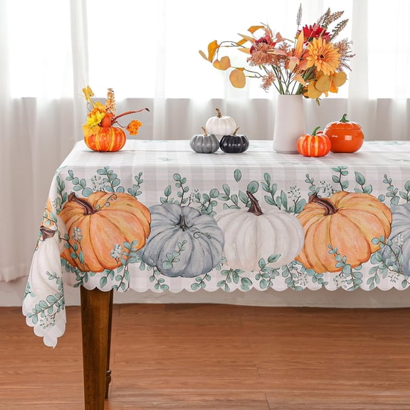 YIBAGA Fall Tablecloth, Pumpkin Tablecloth Seasonal Thanksgiving Home Decoration, 60 x 84 inch, Polyester