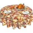 thumbnail image 1 of Fall Tablecloth, Falling Leaves Round Tablecloth 60 Inch, Autumn Thanksgiving Round Table Cloth for Rustic Farmhouse Kitchen Decor, Wipeable Polyester Fabric Table Cover for Outdoor Holiday Party, 1 of 6