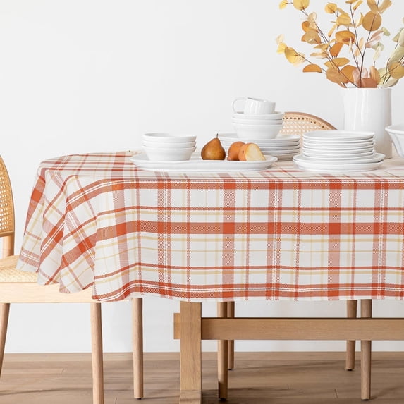 Fall Tablecloth Oval Thanksgiving Tablecloth,Checked Tablecloth, Harvest Tablecloth, Fall Tablecloths for Oval Tables, Spill-Proof Table Cloth for Dining Room Table,60x84inch