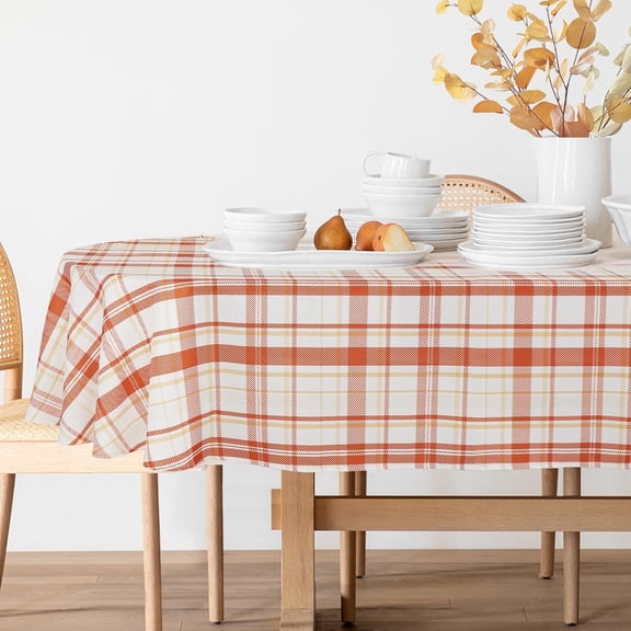 Fall Tablecloth Oval Thanksgiving Tablecloth,Checked Tablecloth, Harvest Tablecloth, Fall Tablecloths for Oval Tables, Spill-Proof Table Cloth for Dining Room Table,60x84inch