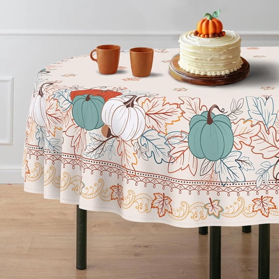 Fall Tablecloth Oval, Thanksgiving Tablecloth Oval Autumn Pumpkin Table Cloths for Fall Thanksgiving Kitchen Decor 60x84 Inch