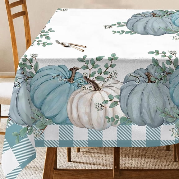 Fall Tablecloth, Pumpkin Fall Table Cloth for Rectangle Tables 60inch Round, Farmhouse Fall Tablecloth Indoor or Outdoor Decor Seasonal Fall Table Decorations for Dinner
