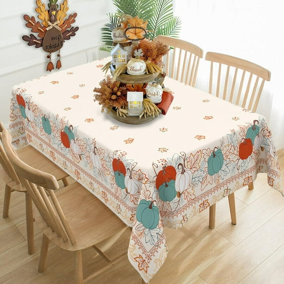 Fall Tablecloth Rectangle, Thanksgiving Tablecloth Rectangle Autumn Pumpkin Table Cloths for Fall Thanksgiving Kitchen Decor 60x102 Inch