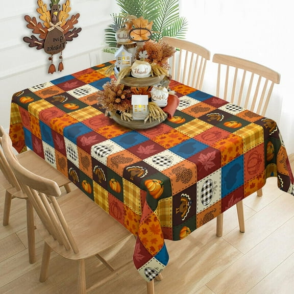 Fall Tablecloth Rectangle, Thanksgiving Tablecloth Rectangle Fall Plaid Table Cloths for Fall Thanksgiving Kitchen Decor 60x120 Inch
