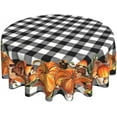 thumbnail image 1 of Fall Tablecloth Round 60 Inch, Autumn Black Buffalo Plaid Checked Pumpkin Table Cloth Wrinkle Resistant Thanksgiving Table Cover for Home Kitchen Dining Holiday, 1 of 6