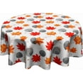 thumbnail image 1 of Fall Tablecloth Round 60 Inch - Autumn Maple Leaf Table Cloth Stone Dots Table Cover Fall Decorations for Kitchen Dining Seasonal Thanksgiving Farmhouse, 1 of 8