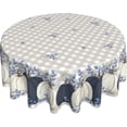 thumbnail image 1 of Fall Tablecloth Round 60 Inch Blue White Pumpkin Table Cloth Washable Spillproof Wrinkle Resistant Fabric Table Cover for Indoor Outdoor Kitchen Dinning, 1 of 6