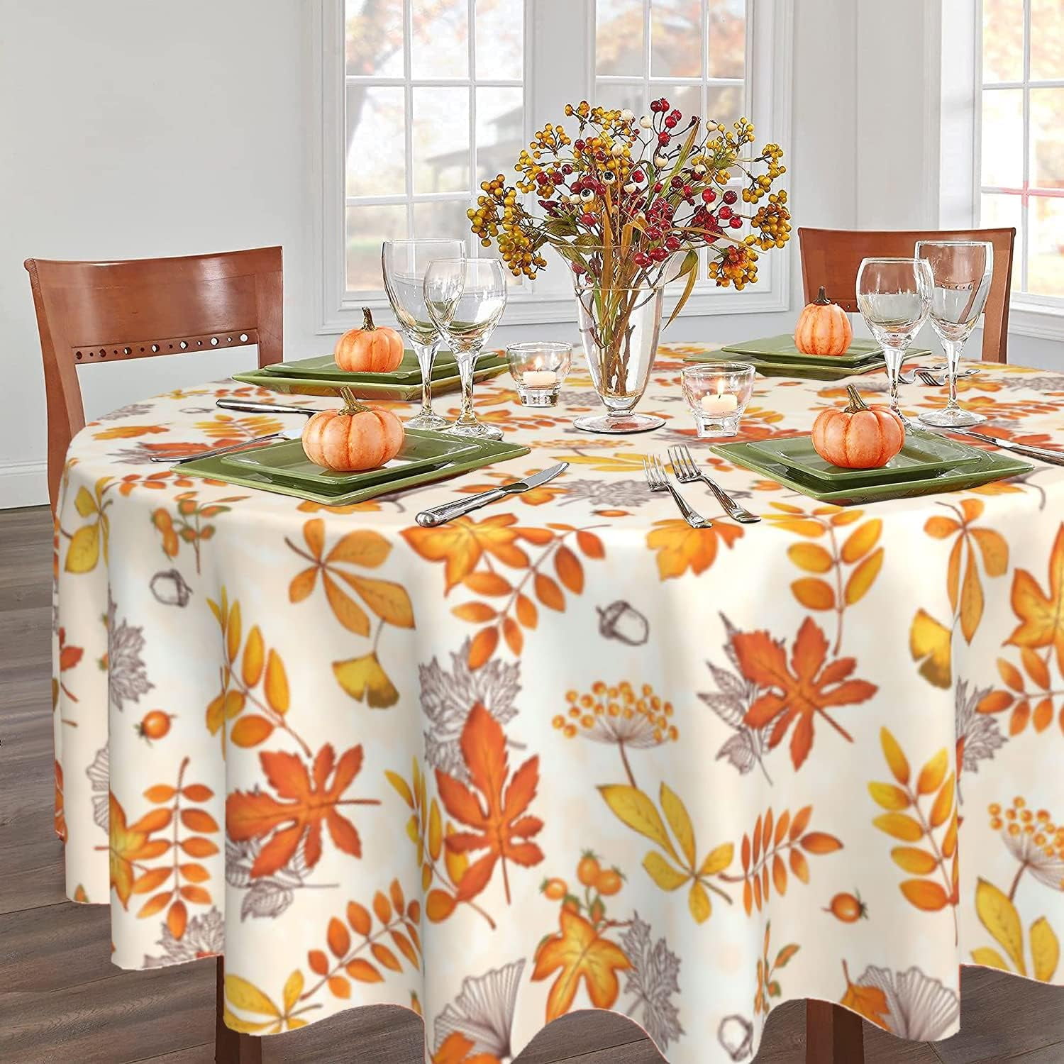 Fall Tablecloth Fall Round Tablecloth 60 Inch Maple Leaf Thanksgiving