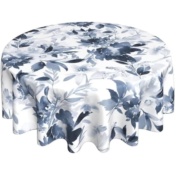 Fall Tablecloth Round 60 Inch, Pumpkin Maple Leaves Tablecloths Tablecloths Outdoor Polyester Thanksgiving Autumn Table Cover for Holiday Party Picnic Dinner Decor