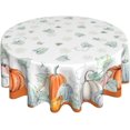 thumbnail image 1 of Fall Tablecloth Round 60 Inch White Orange Pumpkin Leaves Thanksgiving Autumn Harvest Decorative Table Cloth Washable Wrinkle Stain-Resistant Polyester Holiday Table Cover For Party Dinner Picnic, 1 of 6