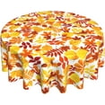 thumbnail image 1 of Fall Tablecloth Round 60 Inch Yellow Orange Autumn Leaves Table Cloth Washable Spillproof Wrinkle Resistant Fabric Table Cover for Indoor Outdoor Kitchen Dinning, 1 of 6