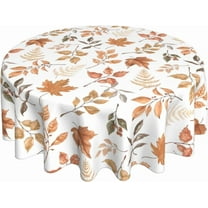 Fall Tablecloth Round 70 Inch Burnt Orange Watercolor Maple Leaves Table Cloth,Stain Resistance Polyester Thanksgiving Harvest Table Covers for Kitchen Dining,Small Tablecloth for Party Picnic