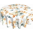 thumbnail image 1 of Fall Tablecloth Round 70 Inch Orange Maple Pumpkins Table Cloth,Stain Resistance Polyester Thanksgiving Day Harvest Table Covers for Kitchen Dining,Small Tablecloth for Party Picnic, 1 of 6