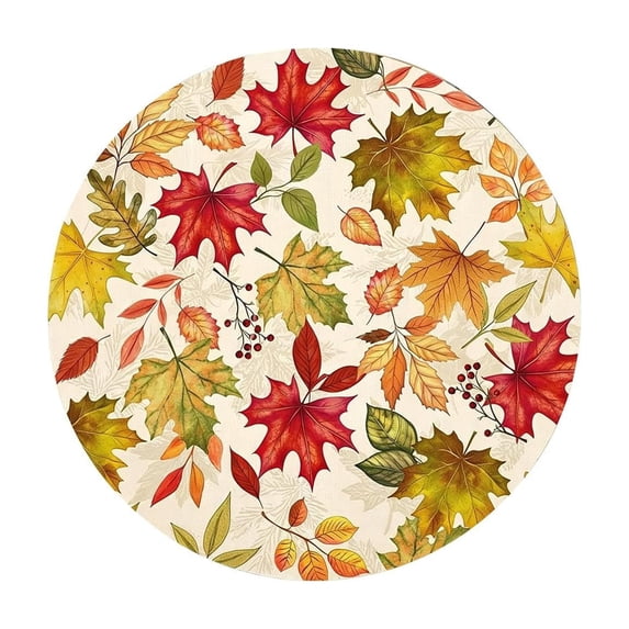 Fall Tablecloth, Round Pumpkins Maple Leaves Decorative Thanksgiving Table Cover for Kitchen Dining Picnic Tabletop Indoor Outdoor Party Decor O