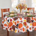 thumbnail image 1 of Fall Tablecloth Round Tablecloth Pumpkin & Turkey 60 inch - Washable Wrinkle Resistant Thanksgiving Table Cover for Harvest and Fall Dinner Parties Holiday Tablecloths 130GSM, 1 of 6