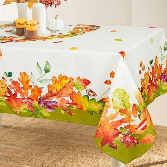 Fall Tablecloth,Thanksgiving Tablecloth, Autumn Leaves Tablecloth, Fall Table Cloth for Thanksgiving Decor, Fall tablecloths for Rectangle Tables, 60 X 120 Inch