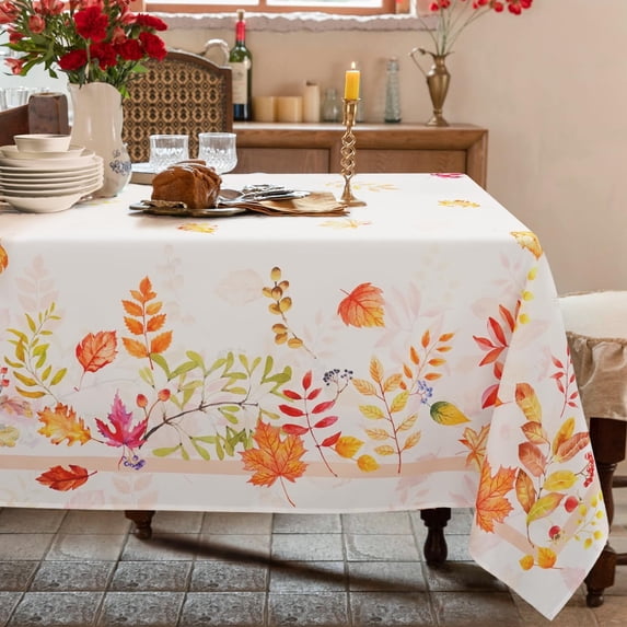 Fall Tablecloth, Thanksgiving Tablecloth With Fall Leaves Autumn Tablecloth, Waterproof Wrinkle Free Fall Table Cloths For Fall Decor, Fall Thanksgiving Tablecloth For Rectangle Tables 60 X 120 Inch