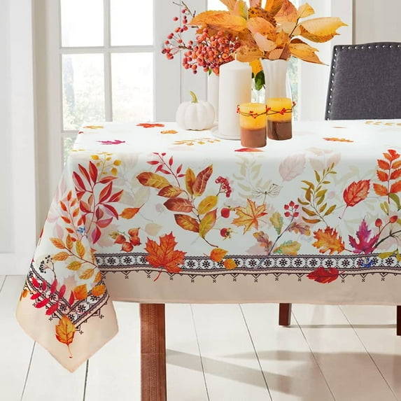 Fall Tablecloth, Thanksgiving Tablecloth with Fall Leaves Autumn Tablecloth, Waterproof Wrinkle Free Fall Table Cloths for Fall Decor, Fall Thanksgiving Tablecloth for Rectangle Tables 60 X 84 Inch