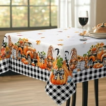 Fall Tablecloth Thanksgiving Tablecloths Square 60x60 Inch, Autumn Harvest Plaid Truck Gnome Pumpkin Table Cover Waterproof for Fall Thanksgiving Dinning Table Decorations