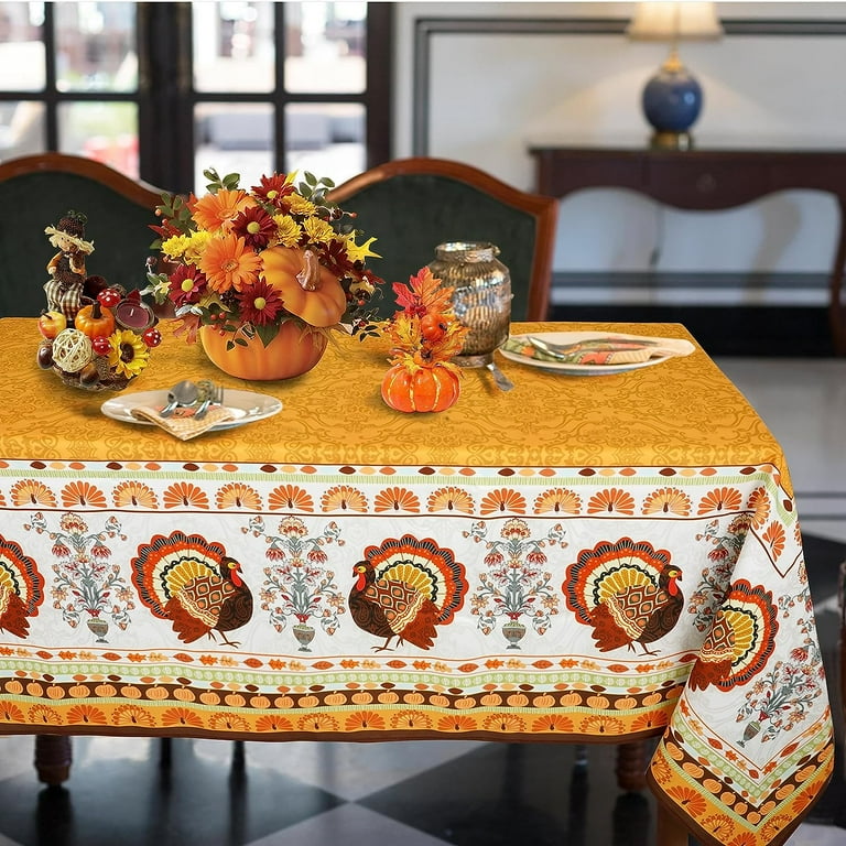 Fall Tablecloth Turkey Thanksgiving Rectangle Table Cloths 60 x