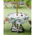 thumbnail image 1 of Fall Tablecloth with Umbrella Hole and Zipper Pumpkin Plant Round Outdoor Tablecloths 60 Inch Table Cloths Autumn Leaves Wood Grain Thanksgiving Patio Table Cloth Cover for Holiday Party Garden, 1 of 5