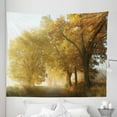 thumbnail image 1 of Fall Tapestry, Rural Landscape on a Misty Foggy Scenic Morning in Countryside Set Idyllic Theme, Fabric Wall Hanging Decor for Bedroom Living Room Dorm, 5 Sizes, Green Yellow, by Ambesonne, 1 of 1
