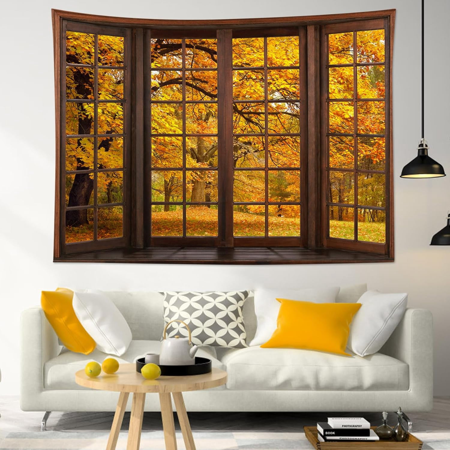 Fall Tapestry Wall Hanging Orange Maple Tree Forest for Bedroom, Autumn ...