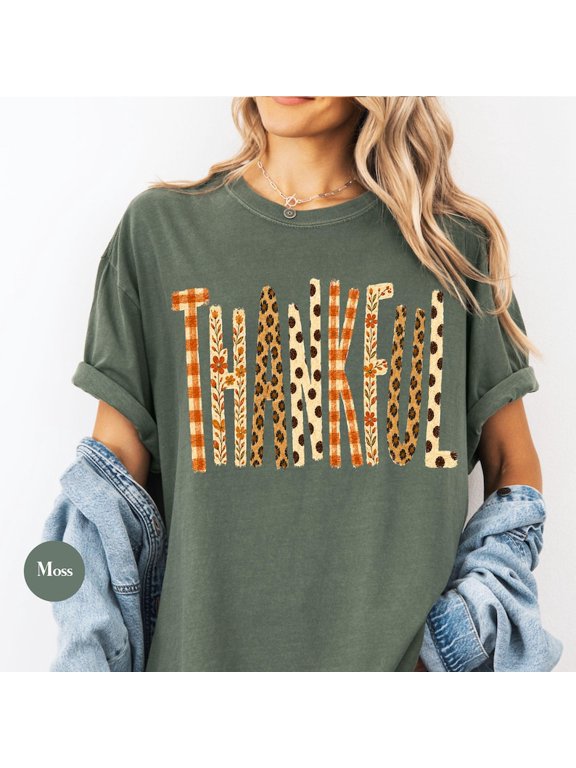 Fall Thankful Leopard Comfort Shirt, Retro Cozy Season T-Shirt, Thanksgiving Grateful Gift
