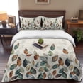 thumbnail image 1 of Fall Thanksgiving 4 Piece Bedding Set, Blue Green Plants Eucalyptus Leaves Twin Size Duvet Cover Set with Zipper Closure & Corner Ties Soft Breathable Comforter Cover for Bedroom, 1 of 9