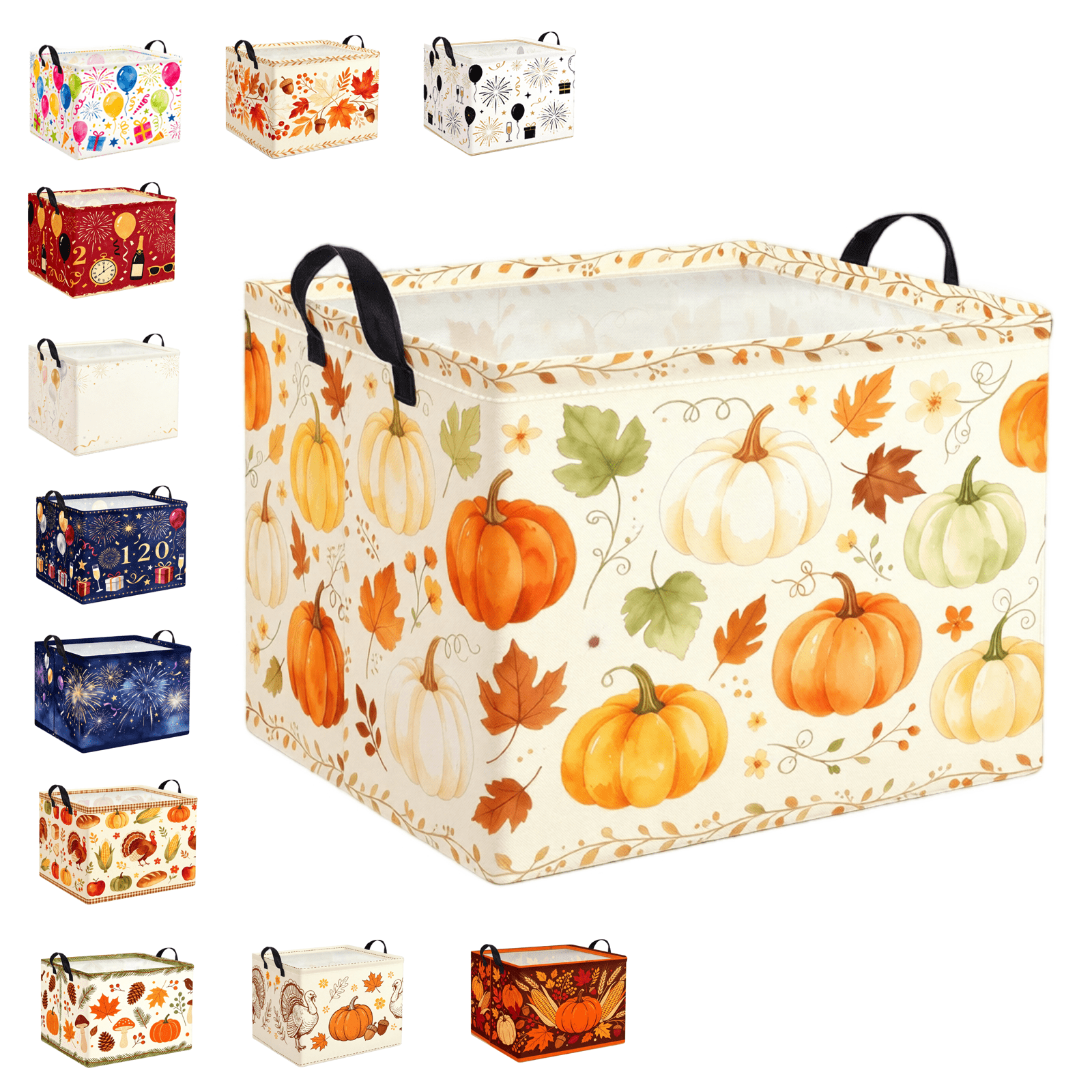 Fall Thanksgiving Baby Storage Basket Pumpkin Maple Leaf Collapsible ...