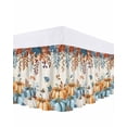 thumbnail image 1 of Fall Thanksgiving Bed Skirt Queen Size 18 Inch Drop, Orange Blue Pumpkin Vintage Leaves Harvest Wrap Around Dust Ruffle Bedskirts, Wrinkle & Fade Resistant Easy Fit Bedskirt with Adjustable Elastic, 1 of 8