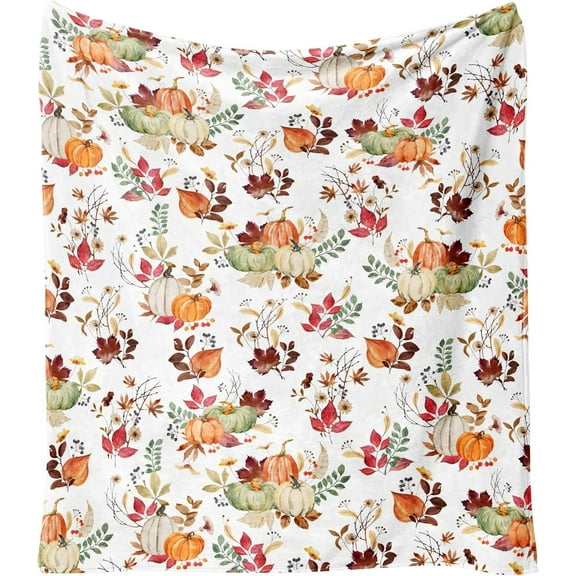 Fall Thanksgiving Blankets,Football with Maple Leaves Farmhouse Blanket Throw,Thanksgiving Fall Flannel Fleece Throw Blanket for Home Living Room Couch Bed Chair or Dorm Decor 60"x50"