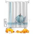 thumbnail image 1 of Fall Thanksgiving Blue Pumpkin Fall Leaves Stripe Shower Curtain Set ，Waterproof Fabric Shower Curtains Shower Curtains for Bathroom,Bathroom Decor 72"x78", 1 of 7