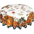 thumbnail image 1 of Fall Thanksgiving Buffalo Plaid Pumpkins Mushrooms Leaves Tablecloth Round 60 Inch Autumn Harvest Pumpkin Table Cloth Farmhouse Rustic Vintage Table Cover for Family Dinner, 1 of 6