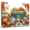 thumbnail image 1 of Fall Thanksgiving Canvas Wall Art Rural Orange Pumpkin in the Cart Maple Leaves Wall Art Autumn Thanksgiving Wall Art Home Decor Framed for Bedroom Living Room Easy to Hang,10x8 Inches, 1 of 5