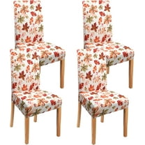 Fall Thanksgiving Chair Cover Set of 4, Watercolor Maple Leaf Dining Chair Protector,Elastic Removable Washable Dining Chair Cover, Suitable for Autumn Thanksgiving Kitchen Restaurant Holiday Decor