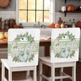 thumbnail image 1 of Fall Thanksgiving Chair Covers Set of 1 Pumpkin Leaves Wreath Green Striped Chair Back Covers Stretch Removable Washable Slipcovers Protector for Dining Room Kitchen Party Decor, 1 of 5