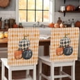 thumbnail image 1 of Fall Thanksgiving Chair Covers Set of 4 Pumpkin with Floral Orange Diamond Plaid Chair Back Covers Stretch Removable Washable Slipcovers Protector for Dining Room Kitchen Party Decor, 1 of 5