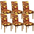 thumbnail image 1 of Fall Thanksgiving Chair Covers Set of 6, Pumpkin Maple Leaf Dining Chair Protectors, Elastic Removable Washable Dining Chair Covers, Suitable for Fall Thanksgiving Kitchen Dining Room Holiday Decor, 1 of 6