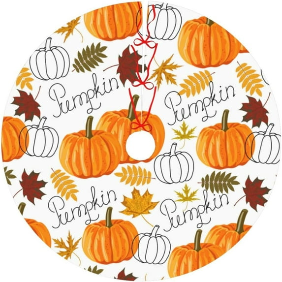 Fall Thanksgiving Christmas Tree Skirt 36", Fall Pumpkin Tree Skirts Mat for Holiday Home Farmhouse Party Tree Decorations Indoor Outdoor.Fall Thanksgiving Pumpkin