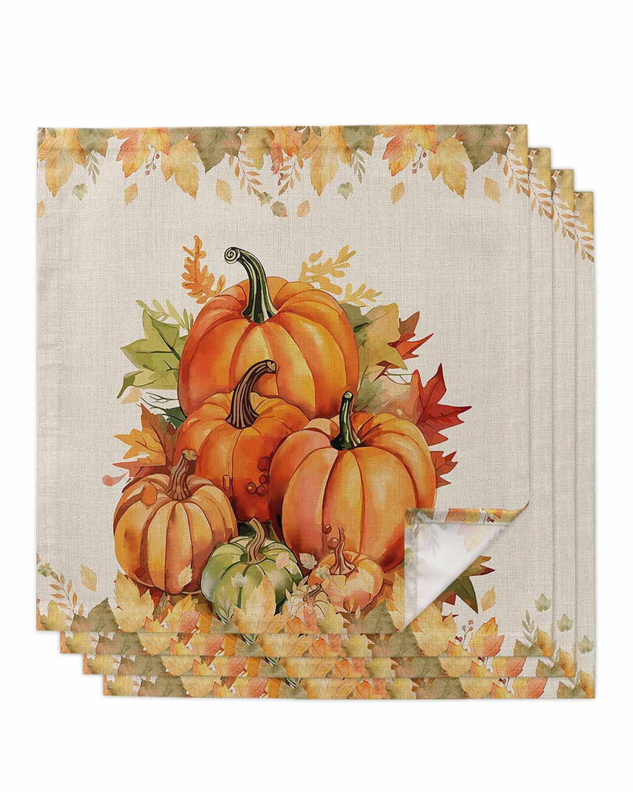 Fall Thanksgiving Cloth Napkins Washable Set of 4, Rustic Orange ...
