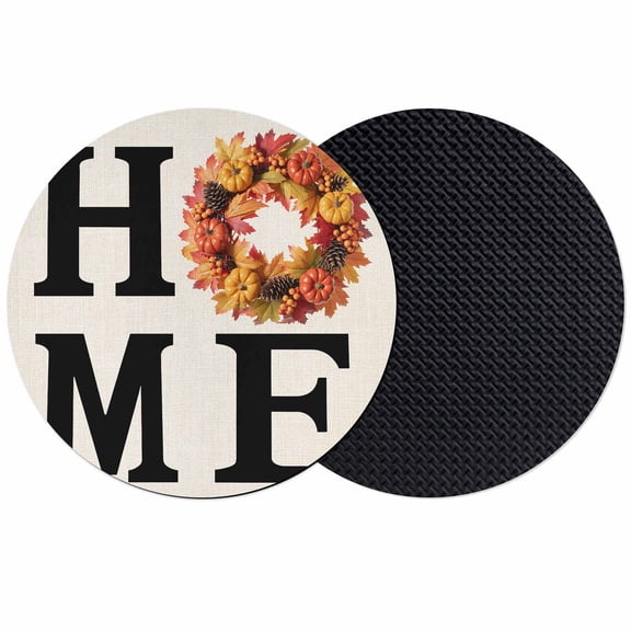 Fall Thanksgiving Coasters Set of 2, Absorbent Coasters for Drinks, Retro Autumn Pumpkin Maple Leaf Coaster for Desk Coffee Table Protection, Home Decor House Warming Gifts 4"