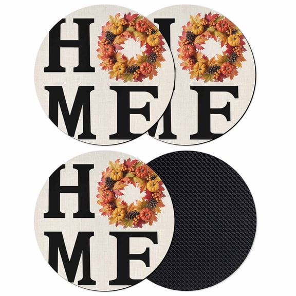 Fall Thanksgiving Coasters Set of 4, Absorbent Coasters for Drinks, Retro Autumn Pumpkin Maple Leaf Coaster for Desk Coffee Table Protection, Home Decor House Warming Gifts 4"
