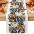 thumbnail image 1 of Fall Thanksgiving Cotton Linen Rectangle Table Runners 13"x60", Rustic Pumpkin Soccer Sports Blue Brown Coffee Table Runner Dresser Scarves Luxury Table Runners for Wedding Party Banquet Dinner Decor, 1 of 8