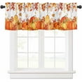 thumbnail image 1 of Fall Thanksgiving Curtain Valance for Windows Autumn Pumpkin Maple Leaves Eucalyptus Leaves Watercolor Window Treatments 1 Panel Short Curtains for Kitchen Windows Bathroom Bedroom,54 x 18 Inch, 1 of 6