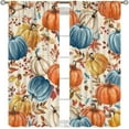 thumbnail image 1 of Fall Thanksgiving Curtains Watercolor Autumn Pumpkins Eucalyptus Leaves Decorations for Home,Farmhouse Decor Rod Pocket Drapes for Bedroom Living Room 84 in x 84 in Blackout, 1 of 6