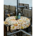 thumbnail image 1 of Fall Thanksgiving Day Outdoor Tablecloth with Umbrella Hole, Orange Pumpkin Watercolor Zippered Table Cloth for Round Tables Beige Burlap Waterproof Tabletop Collection for Patio Garden Picnic, 60R, 1 of 6